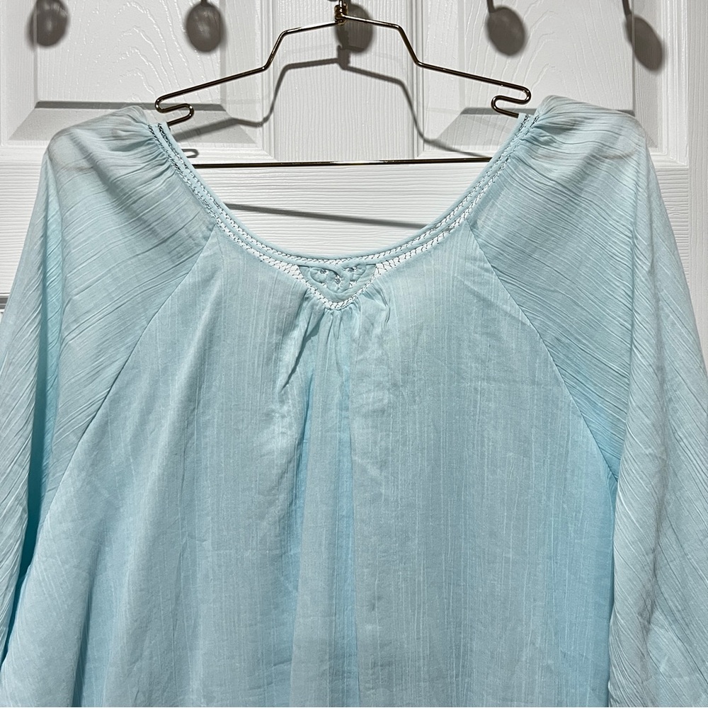 Soft Surroundings Light Blue Embroidered Cotton Tunic - Picture 4 of 10